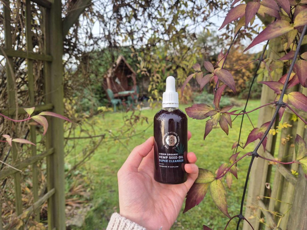 A bottle of The Edinburgh Natural Skincare Company Virgin Organic Hemp Seed Oil Super Cleanser